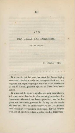 Aan den Graaf van Hogendorp te Brussel
