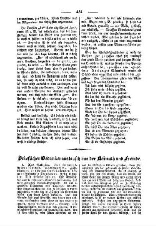 Brieflicher Gedankenaustausch aus der Heimath und Fremde