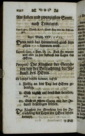 Am sieben und zwanzigsten Sonnt. nach Trinitatis.