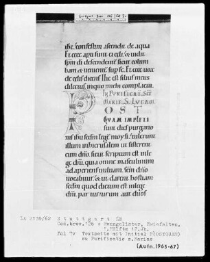 Festevangelistar (Benediktinerhandschrift) — Initiale P(ostquam), Folio 7verso