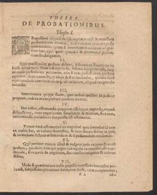 Theses De Probationibus. Thesis I. - XXXVII.