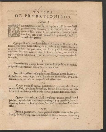 Theses De Probationibus. Thesis I. - XXXVII.