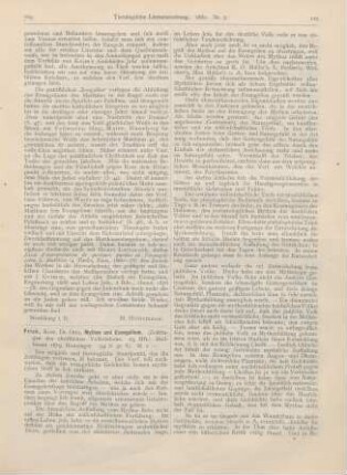 109-111 [Rezension] Frick, Otto, Mythus und Evangelium