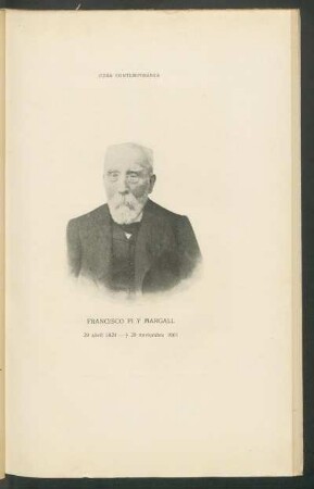 [Retrato fotográfico de] Francisco Pí y Margall, 29 abril 1824 - † 29 noviembre 1901