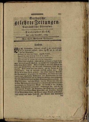 Funfzigstes Stück, den 12ten December, 1789.