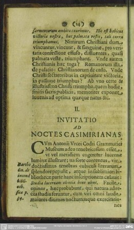 II. Invitatio Ad Noctes Casimirianas