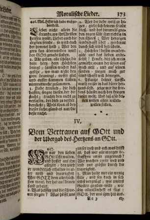 IV. Vom Vertrauen auf Gott und der Ubergab des Hertzens an Gott