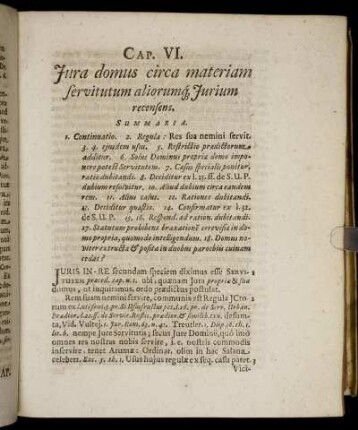 Cap. VI. Jura domus circa materiam servitutum aliorumq Jurium recensens.