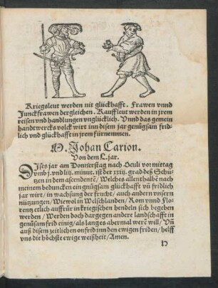 M. Johan Carion. Von dem L. jar.
