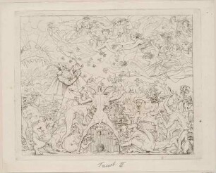 Zu Goethes "Faust II", Blatt 10: Glorie I (Kampf der Engel mit der Hölle)
