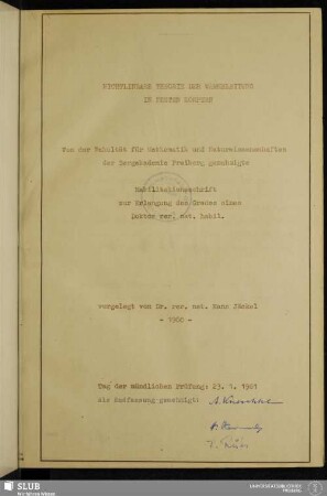 Nichtlineare Theorie der Wärmeleitung in festen Körpern