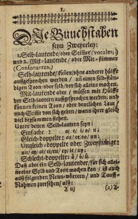 Die Buuchstaben seyn Zweyerley