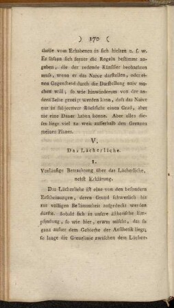 V. Das Lächerliche.