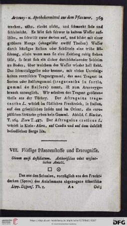 VIII. Flüssige Pflanzenstoffe und Erzeugnisse