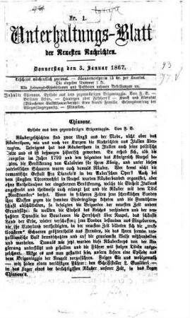 Neueste Nachrichten aus dem Gebiete der Politik. 1867, [b] = Unterhaltungs-Blatt der Neuesten Nachrichten