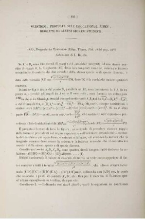 Quistioni, proposte nell' educational times, risolute da alcuni giovani studenti.