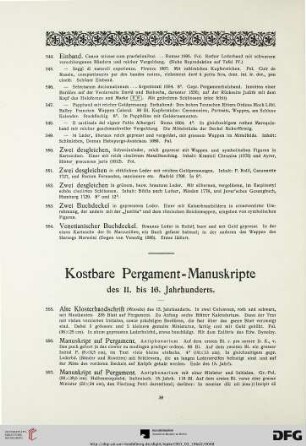 Kostbare Pergament-Manuskripte des 11. Bis 16. Jahrhunderts (Nr. 555-580)