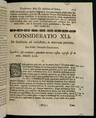323-332, CONSIDERATIO XLI. De Desiderio ad coelestem, & aeternam patriam.