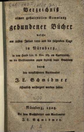 Verzeichniss .... 1828, 28. Juli