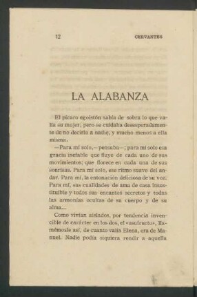 La alabanza : [Cuento]