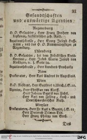 Gesandtschaften und auswaertige Agentien