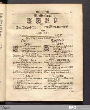 Ein Gespraech Jesu mit den Gerechten/ den Verdammten