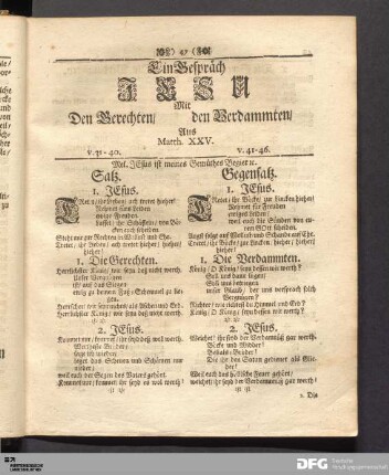 Ein Gespraech Jesu mit den Gerechten/ den Verdammten