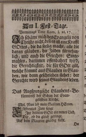 Am I. Fest-Tage. - Am IX. Sonntage nach Trinitatis.