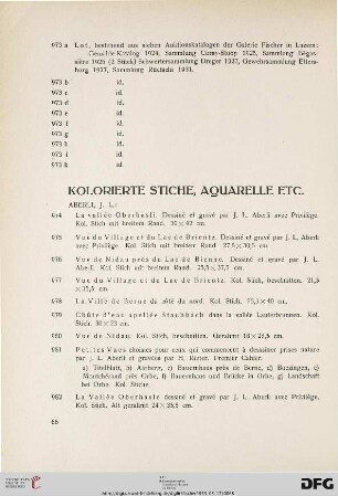 Kolorierte Stiche, Aquarelle etc. (Nr. 974-1188)