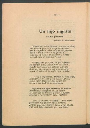 Un hijo in grato : A un palomo