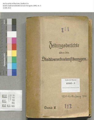 Zeitungsberichte über die Sitzungen der Stadtverordneten