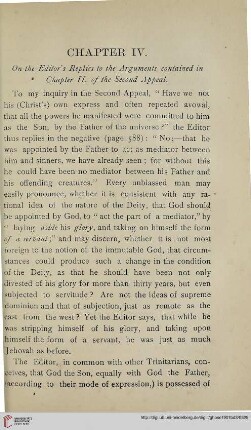 On the Editor's Replies to the Arguments contained in Chapter II of the Second Appeal