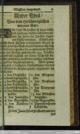 Ander Theil, Von dem Hirschbergischen warmen Bade