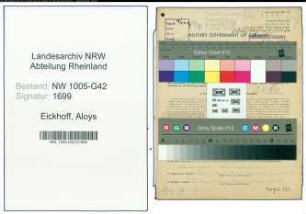 Entnazifizierung Aloys Eickhoff , geb. 05.01.1886 (Friseur)