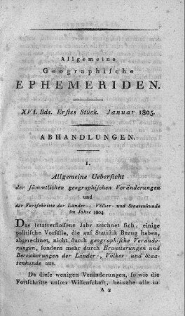 Erstes Stück Januar 1805