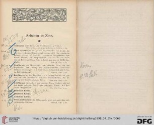 Arbeiten in Zinn (Nr. 451-482)