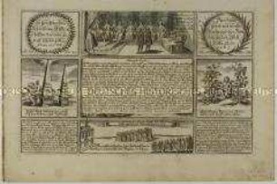 Faltbrief mit 10 Text/Bildfeldern zum 200. Jahrestag der Augsburger Konfession (1. Vorderseite unten)