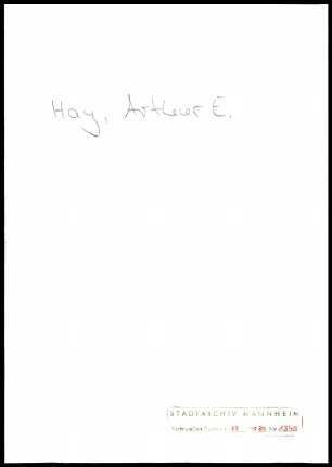 Hay, Arthur E[& ], London, an Wichert