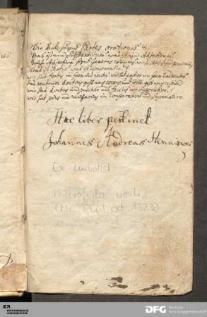 Vorsatz [Handschriftliche Notizen]