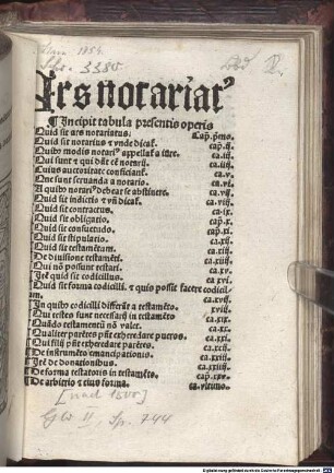 Ars notariat[us] : Jncipit tabula presentis operis ...