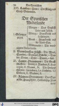 Spanische Niederlande; Vereinigte Niederlande; Freye Republique Schweitz.