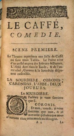 Les Oeuvres De Monsieur Palaprat. 1[,8], Le Caffé : Comedie