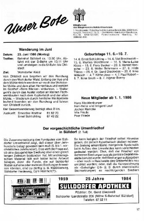 Der vorgeschichtliche Urnenfriedhof in Sülldorf : (2. Teil)