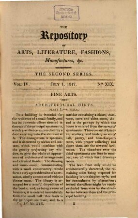 The Repository of arts, literature, fashions, manufactures, &c, 4. 1817 = Nr. 19 - 24