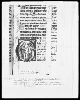 Missale — Initiale G (audeamus omnes), darin Noli me tangere, Folio 217recto