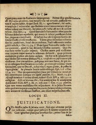 Locus XI. De Justificatione