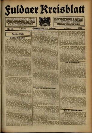 Zweite Ausgabe vom Samstag, den 28. Februar 1914.