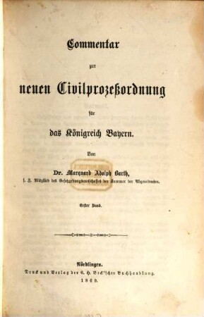 Commentar zur neuen Civilprozeßordnung für das Königreich Bayern, 1