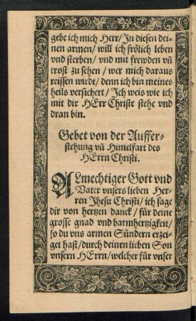 Gebet von der Aufferstehung und Himelfart des Herrn Christi.
