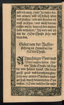 Gebet von der Aufferstehung und Himelfart des Herrn Christi.